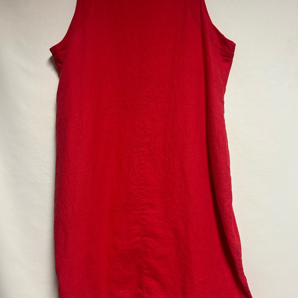 Sleeveless Red Dress 3X ladies linen blend - Picture 3 of 9